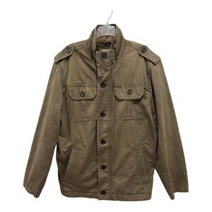 Old Navy Jacket‎ Mens XL Army Green Military Utility Work Chore Zip Button Up HD
